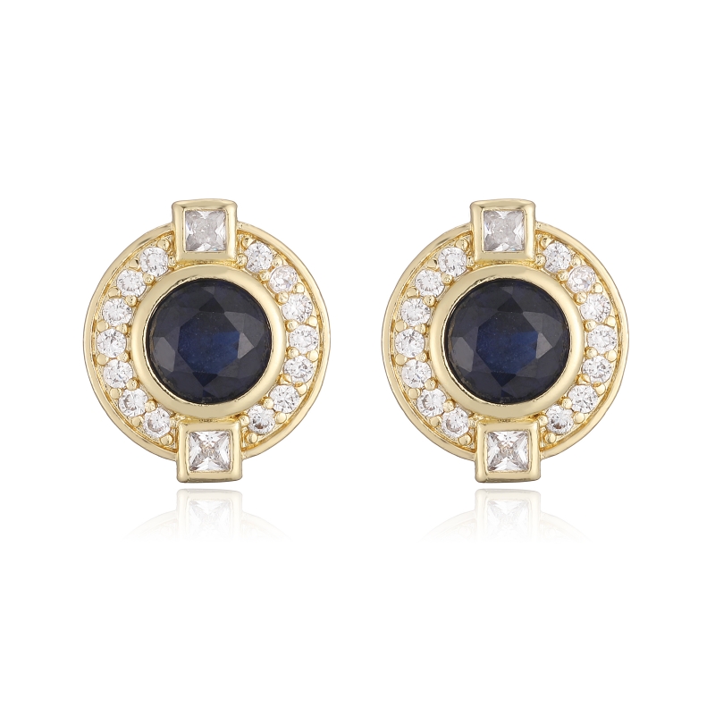 Round Stud Earrings With Zircon Inlay, Copper Base Featuring 18K Real Gold Water Plating With 0.03µm Thickness 5