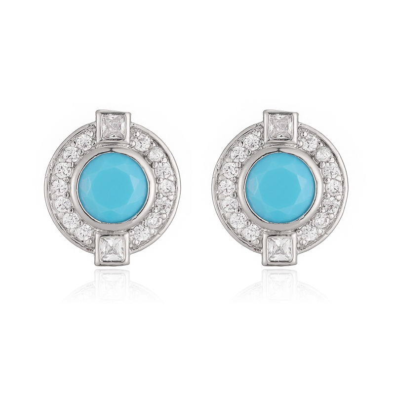 Round Stud Earrings With Zircon Inlay, Copper Base Featuring 18K Real Gold Water Plating With 0.03µm Thickness 7