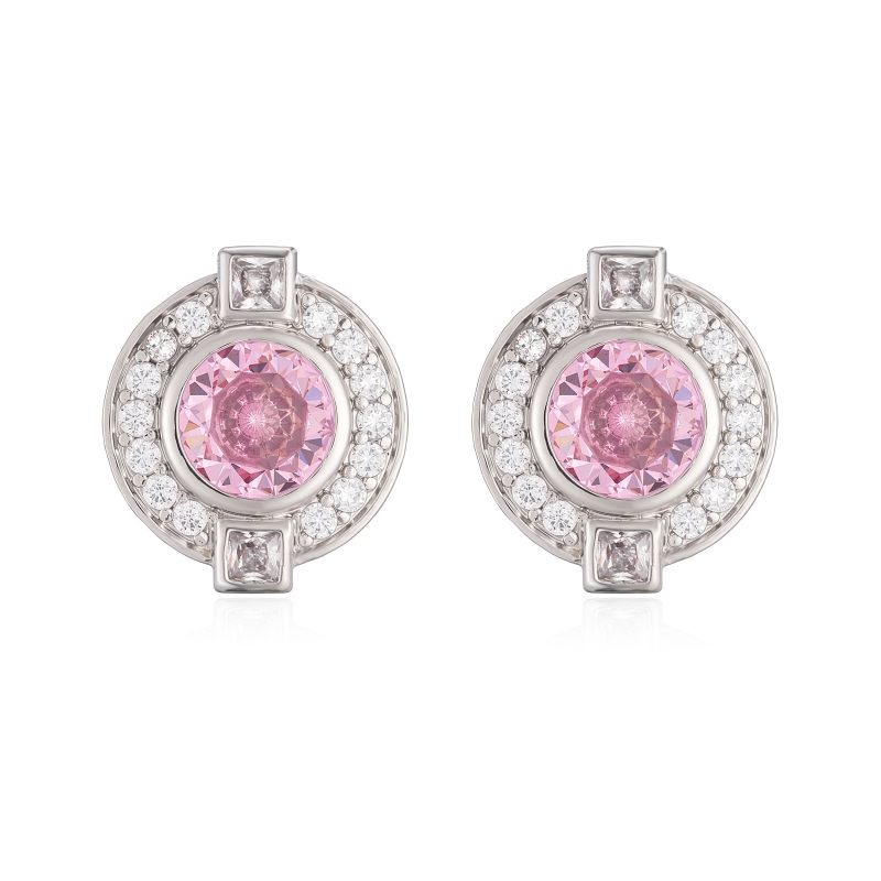 Round Stud Earrings With Zircon Inlay, Copper Base Featuring 18K Real Gold Water Plating With 0.03µm Thickness 10