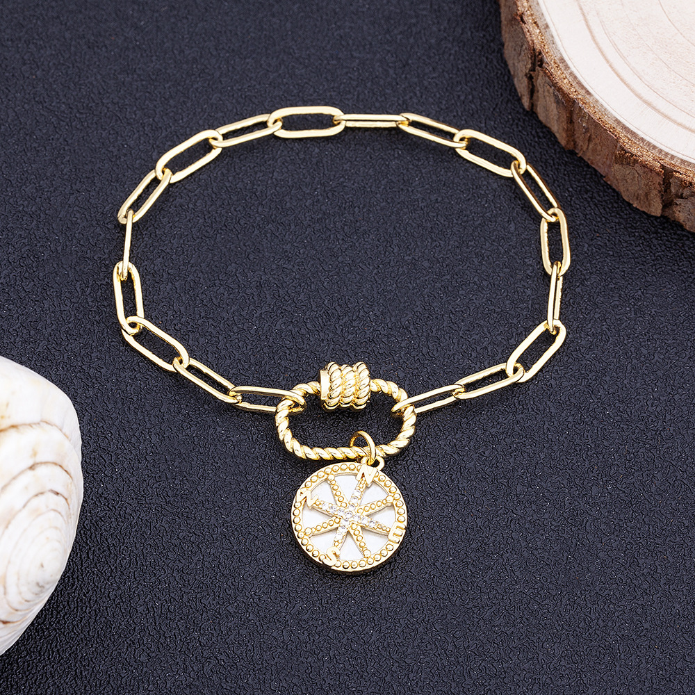Round Waterproof Non Tarnish Bracelets For Unisex, Copper Material With 18K Real Gold Electroplated Plating 4