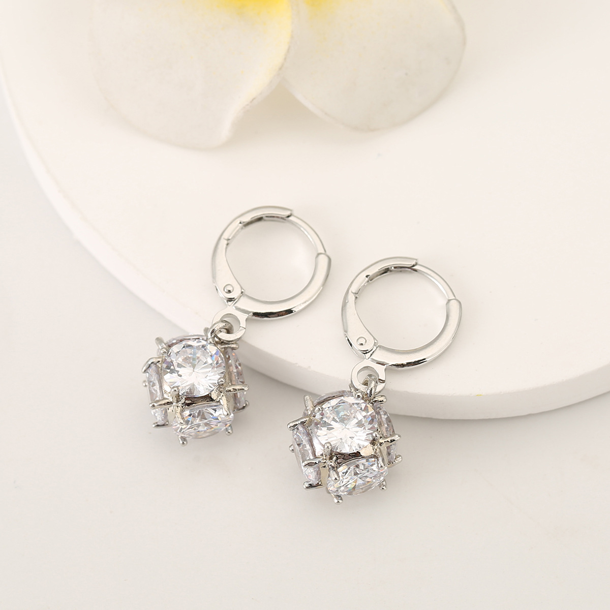 Rubik's Cube Earrings For Women In 18K Real Gold Plated Copper With Zircon Inlay, Elegant And Stylish Jewelry 3