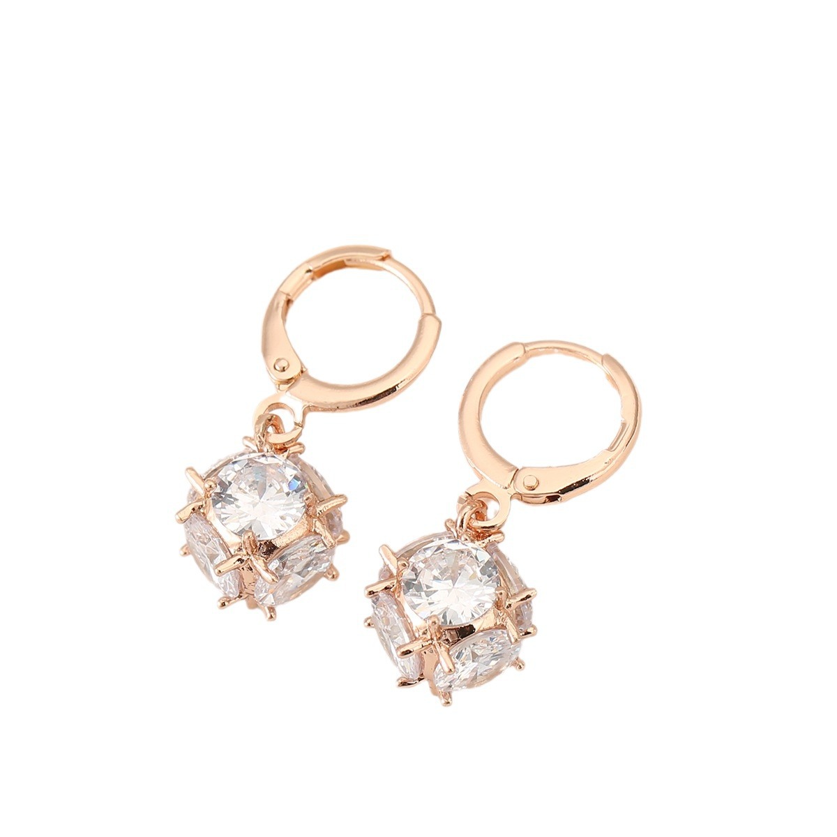 Rubik's Cube Earrings For Women In 18K Real Gold Plated Copper With Zircon Inlay, Elegant And Stylish Jewelry 5