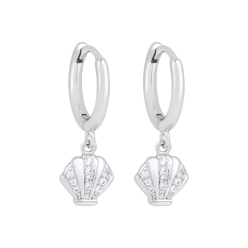 Scallop Hypoallergenic Earrings For Women, Copper Material With 18K Real Gold Plated PVD Coating And Zircon Inlay 6