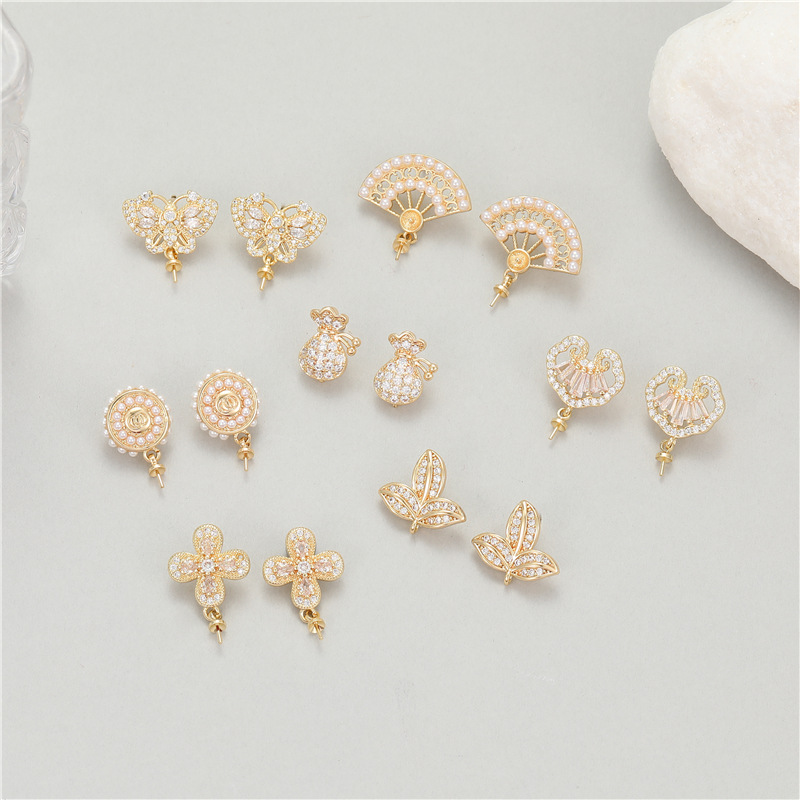 Sector Stud Earrings For Women Featuring 925 Sterling Silver Posts With 14K Real Gold Plated Copper And Zircon Inlay 2