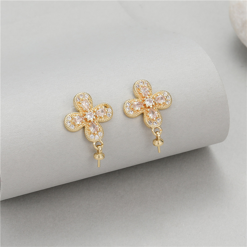 Sector Stud Earrings For Women Featuring 925 Sterling Silver Posts With 14K Real Gold Plated Copper And Zircon Inlay 4