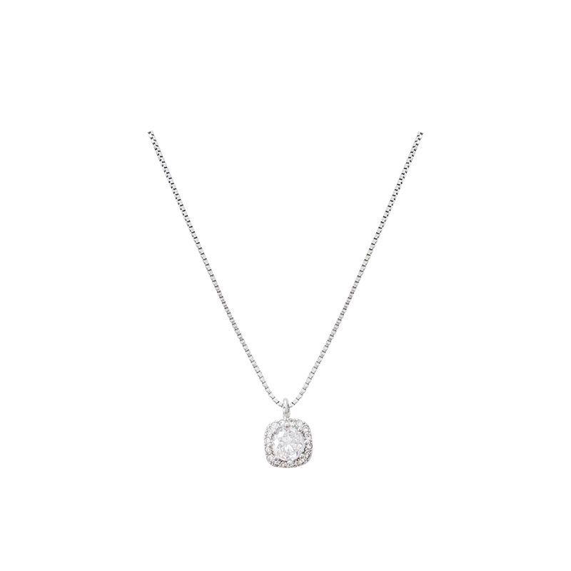 Shiny Titanium Steel Zircon Necklace For Women Silver Colors Collarbone Chain Accessories 5