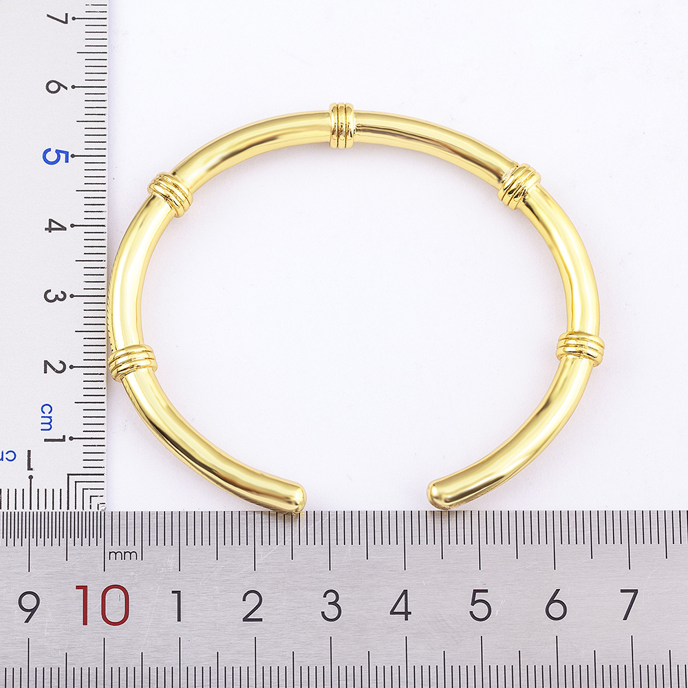 Simple Style Bamboo Bangle In Copper With 18K Real Gold Plated Material And Electroplated Finish 2