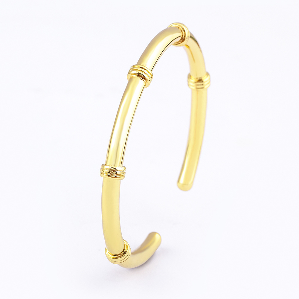 Simple Style Bamboo Bangle In Copper With 18K Real Gold Plated Material And Electroplated Finish 5