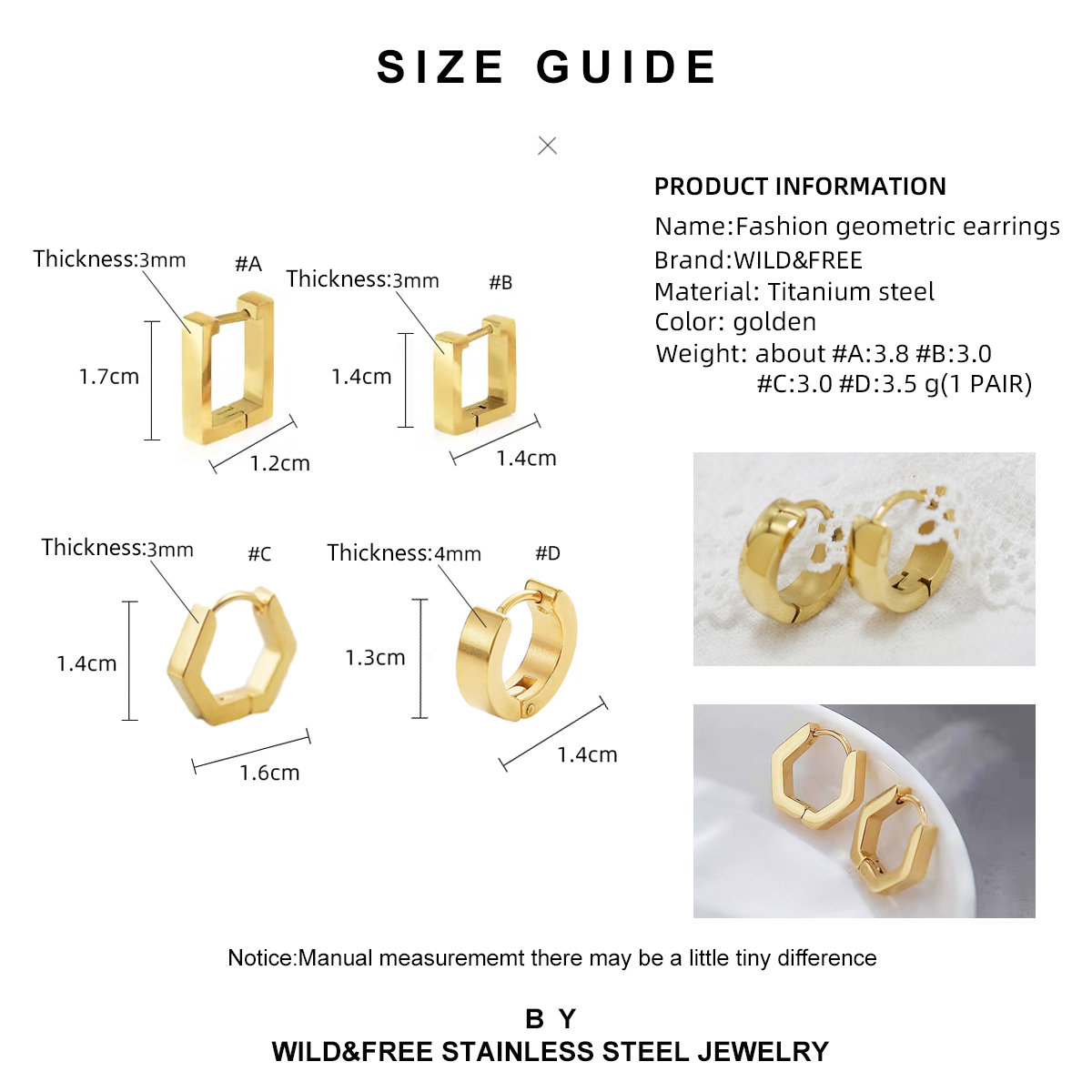 Geometric Earrings For Women Featuring 316 Stainless Steel Ear Pins With 18K Gold Plated 304 Stainless Steel And PVD Vacuum Plating