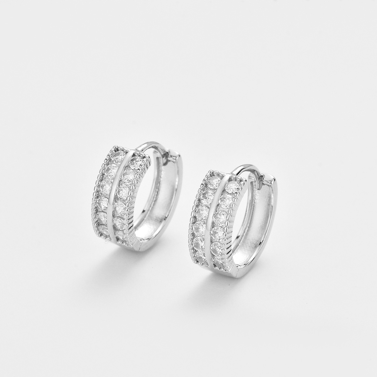 Simple Style Geometric Earrings For Women In Golden Copper With Zircon Inlay, Featuring Electroplated Craftsmanship 4