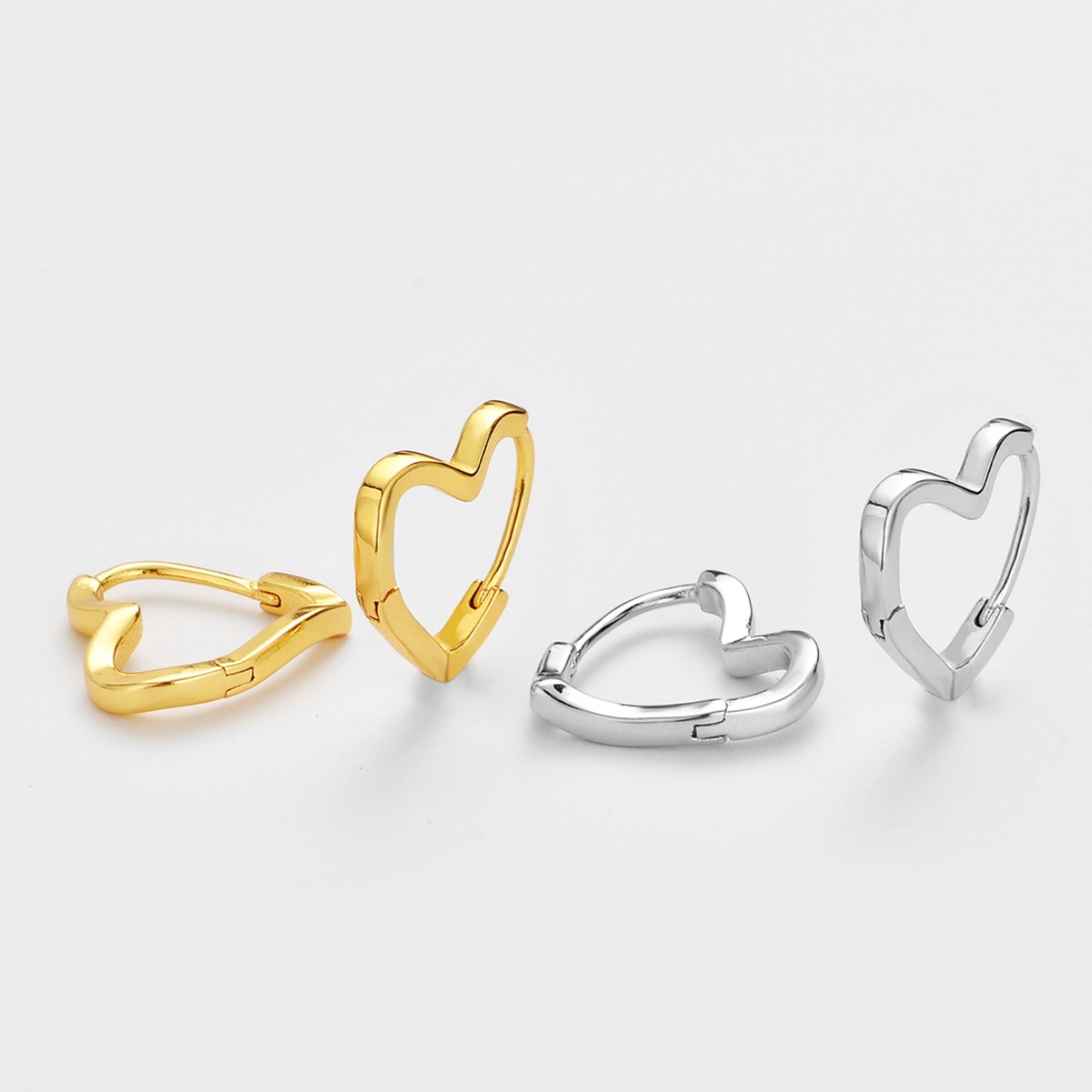 Simple Style Heart Shape Earrings For Women In Golden Copper With Electroplated Finish