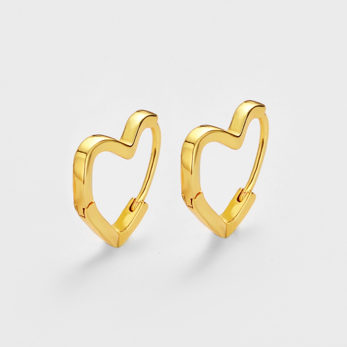 Simple Style Heart Shape Earrings For Women In Golden Copper With Electroplated Finish 3