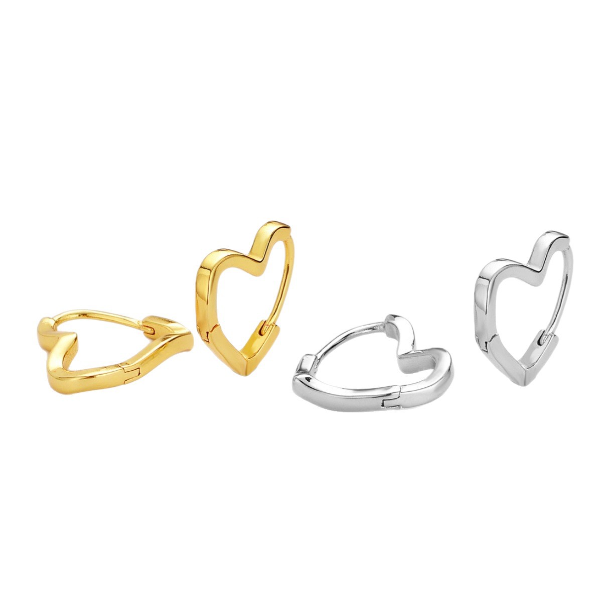 Simple Style Heart Shape Earrings For Women In Golden Copper With Electroplated Finish 5