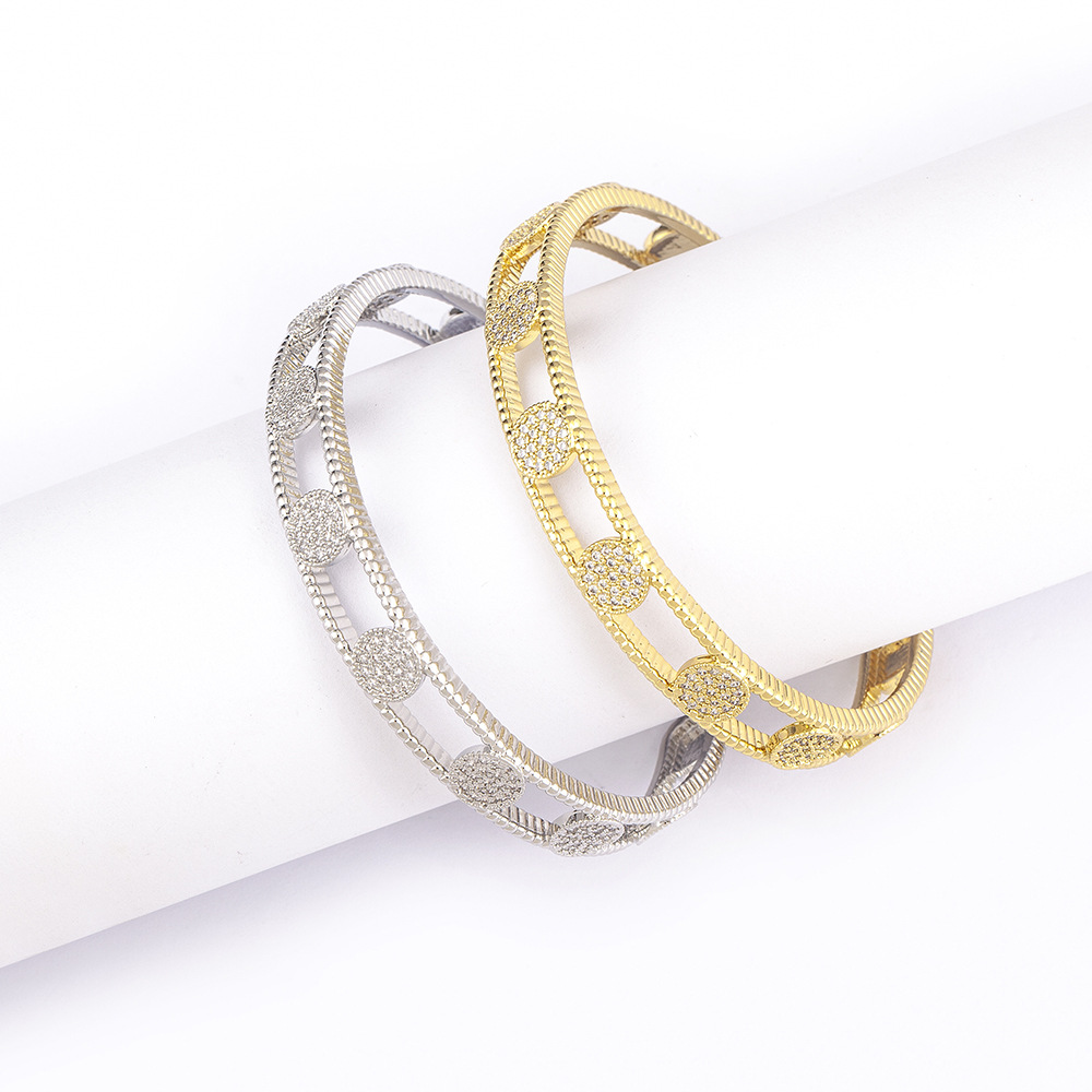 Simple Style Round Bangle In Copper With 18K Real Gold Plated Electroplated Finish 4