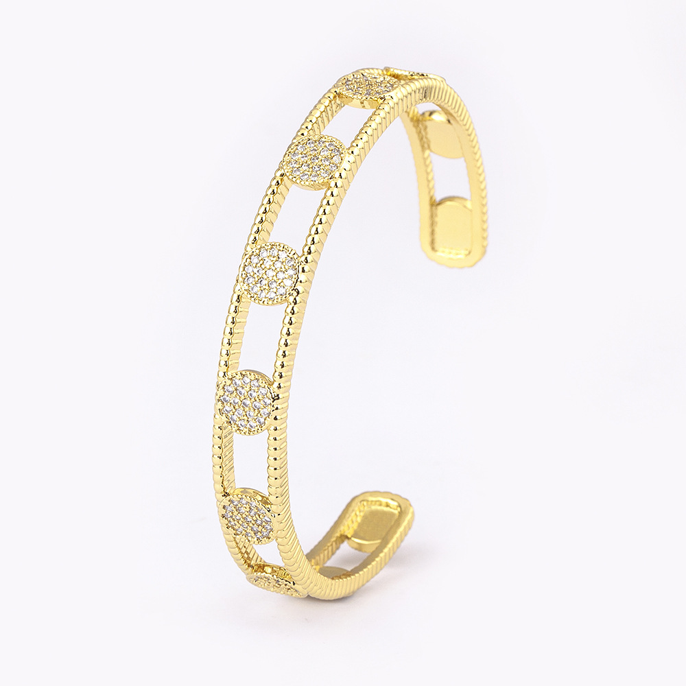 Simple Style Round Bangle In Copper With 18K Real Gold Plated Electroplated Finish 5