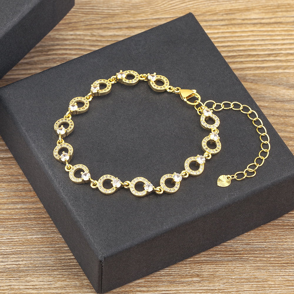 Simple Style Round Copper Bracelet With Electroplated 18K Real Gold Plated Finish, Elegant Gold Bangle