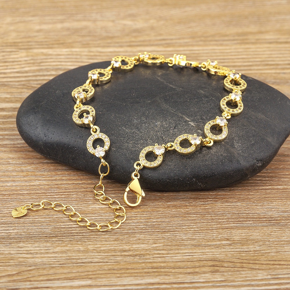 Simple Style Round Copper Bracelet With Electroplated 18K Real Gold Plated Finish, Elegant Gold Bangle 3