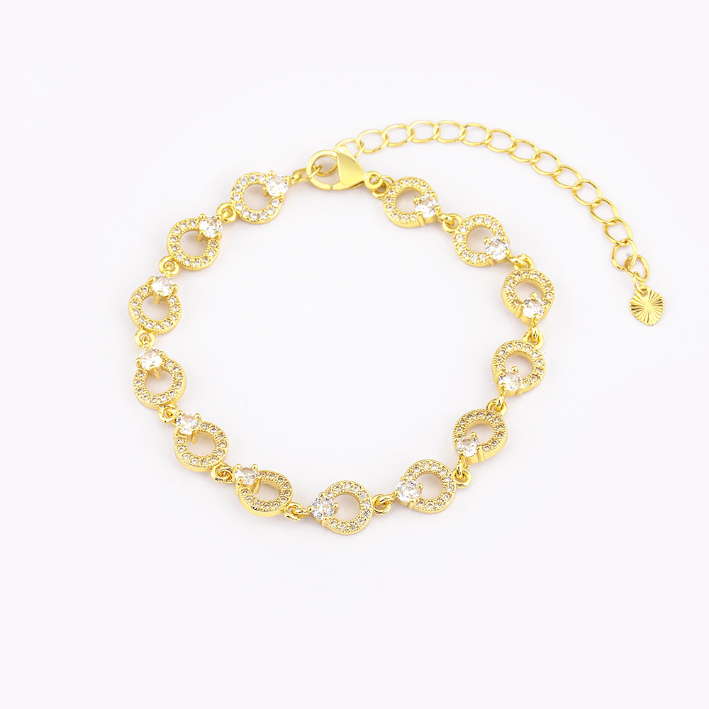 Simple Style Round Copper Bracelet With Electroplated 18K Real Gold Plated Finish, Elegant Gold Bangle 5