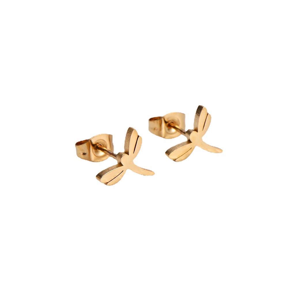 Simple Style Electroplated Animal Zodiac Earrings For Women In Golden Plated Stainless Steel With Stone-Free Inlay 3