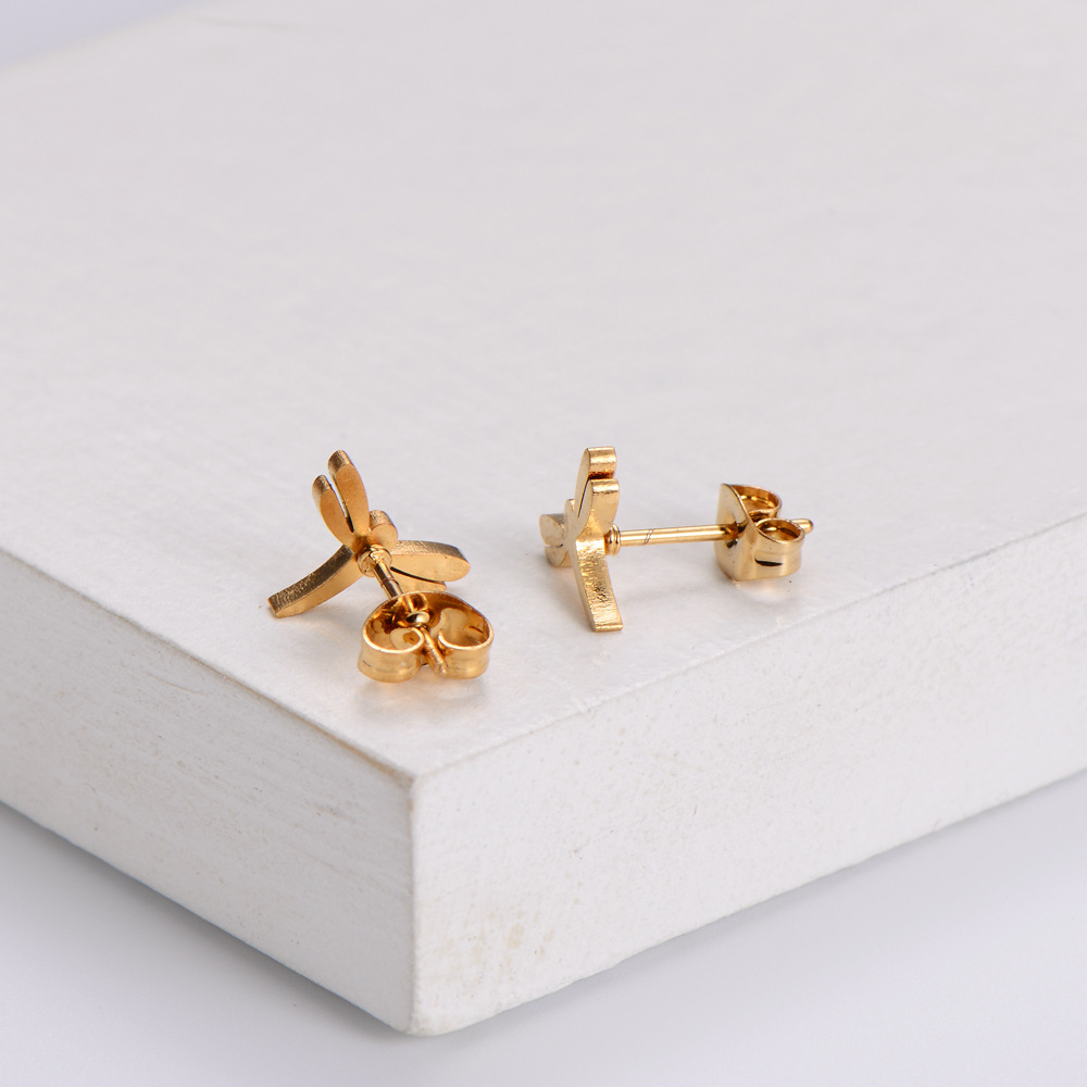 Simple Style Electroplated Animal Zodiac Earrings For Women In Golden Plated Stainless Steel With Stone-Free Inlay 5