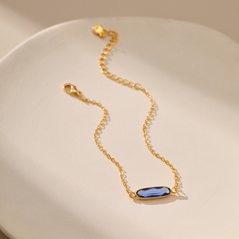 Geometric Copper Bracelets For Women Featuring Artificial Gemstones And 18K Gold Plated Design