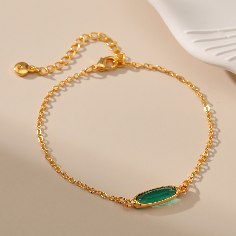 Geometric Copper Bracelets For Women Featuring Artificial Gemstones And 18K Gold Plated Design 3