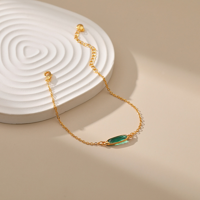 Geometric Copper Bracelets For Women Featuring Artificial Gemstones And 18K Gold Plated Design 4