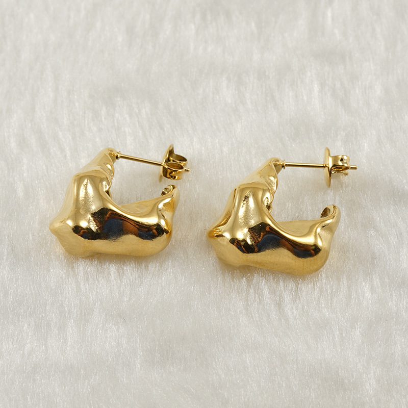 Geometric Waterproof Non Tarnish Earrings For Women, 18K Gold Plated With PVD Coated 304 Stainless Steel Posts