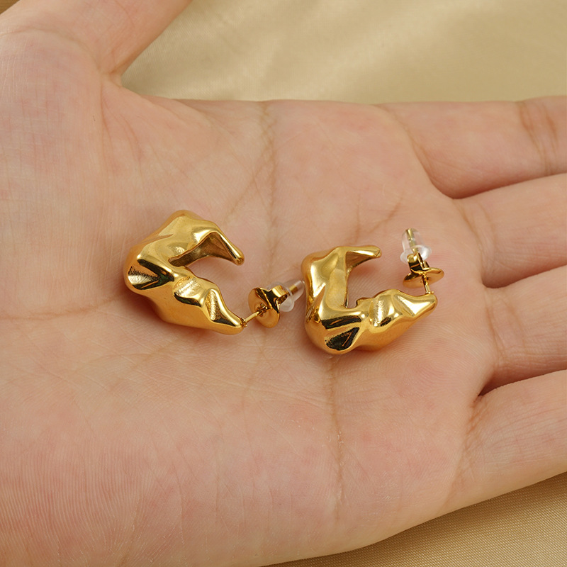 Geometric Waterproof Non Tarnish Earrings For Women, 18K Gold Plated With PVD Coated 304 Stainless Steel Posts 2
