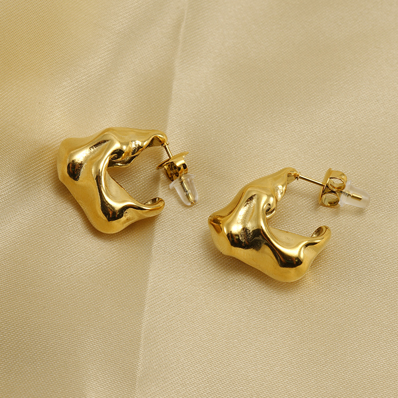 Geometric Waterproof Non Tarnish Earrings For Women, 18K Gold Plated With PVD Coated 304 Stainless Steel Posts 5