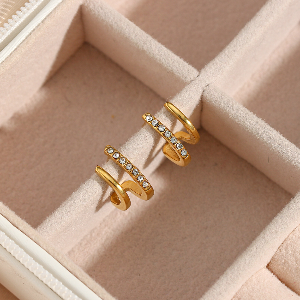 Geometric Earrings For Women, Waterproof Non Tarnish 304 Stainless Steel With Real Gold Plated PVD Coating And Zircon Inlay 5