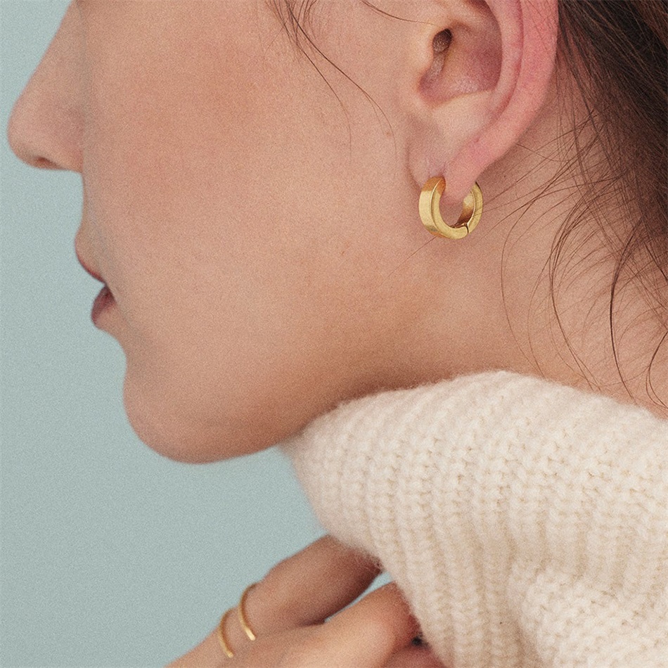 Geometric Clip Earrings For Women With Waterproof 304 Stainless Steel And Real Gold PVD Plating 2