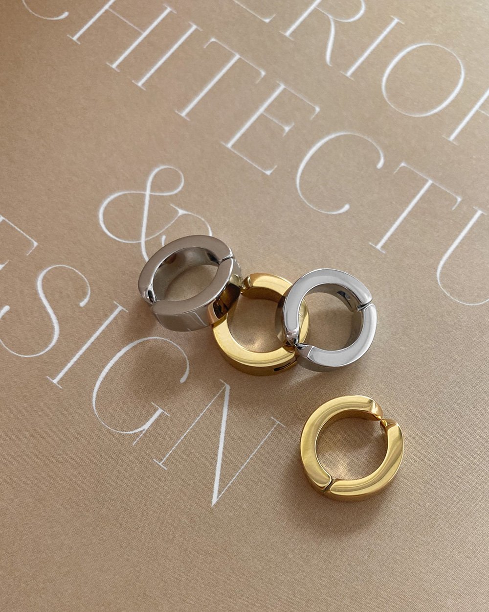 Geometric Clip Earrings For Women With Waterproof 304 Stainless Steel And Real Gold PVD Plating 5