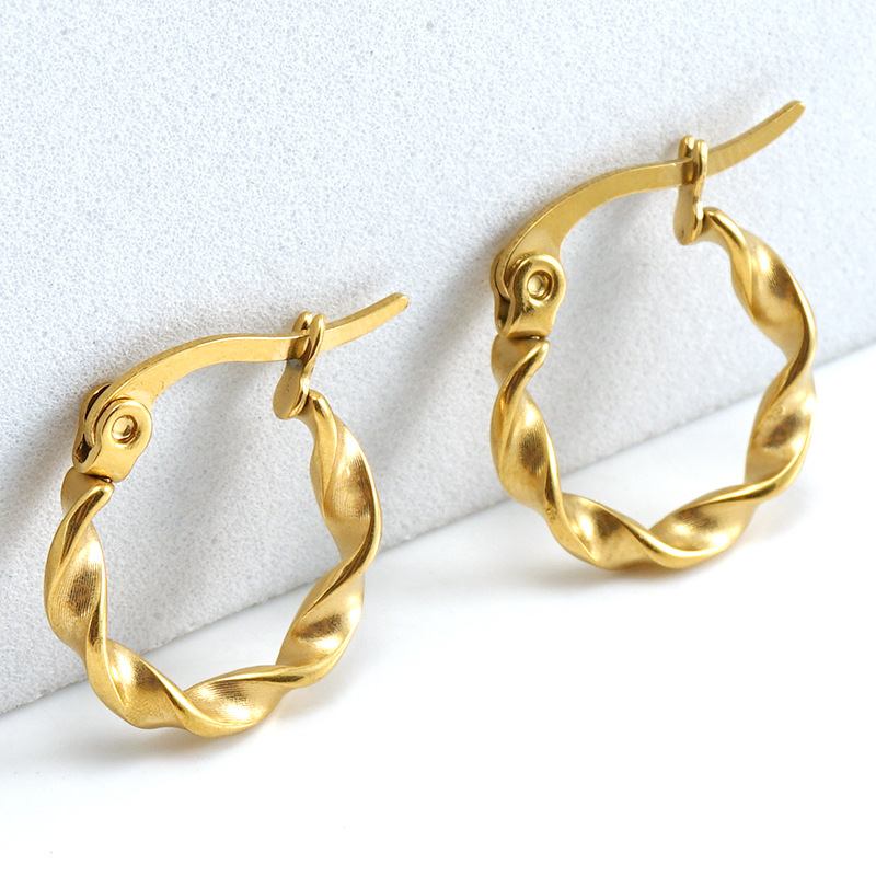 Geometric Electroplated Earrings For Women In 304 Stainless Steel With 18K Gold Plated PVD Coating 2