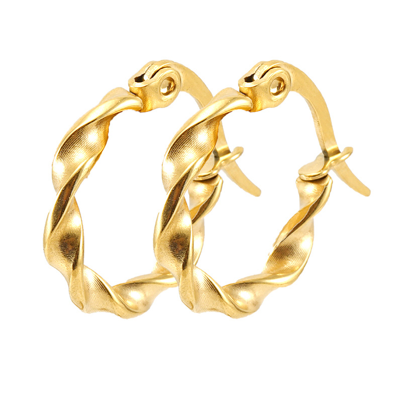 Geometric Electroplated Earrings For Women In 304 Stainless Steel With 18K Gold Plated PVD Coating 3