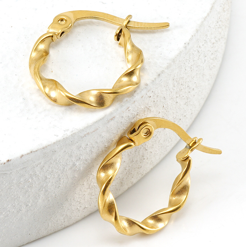 Geometric Electroplated Earrings For Women In 304 Stainless Steel With 18K Gold Plated PVD Coating 4