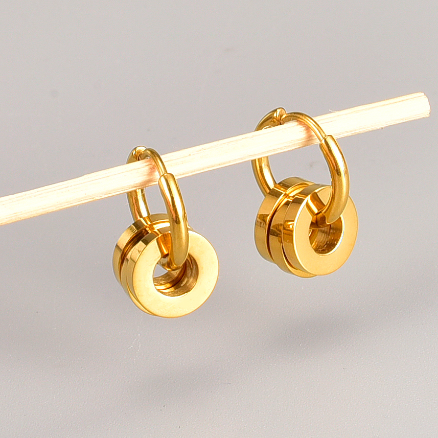 Geometric Electroplated Earrings For Women In 304 Stainless Steel With 18K Real Gold PVD Coating