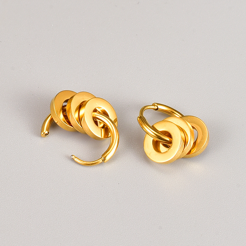 Geometric Electroplated Earrings For Women In 304 Stainless Steel With 18K Real Gold PVD Coating 3