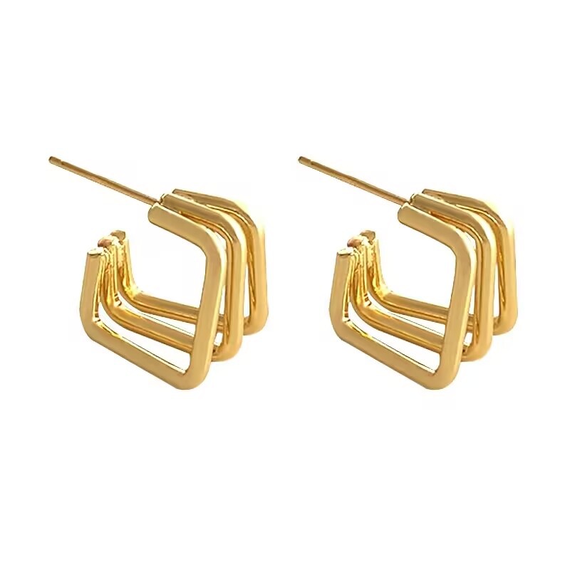 Geometric Irregular Earrings For Women In 304 Stainless Steel With 18K Gold Plated And Titanium Steel Inlay 2