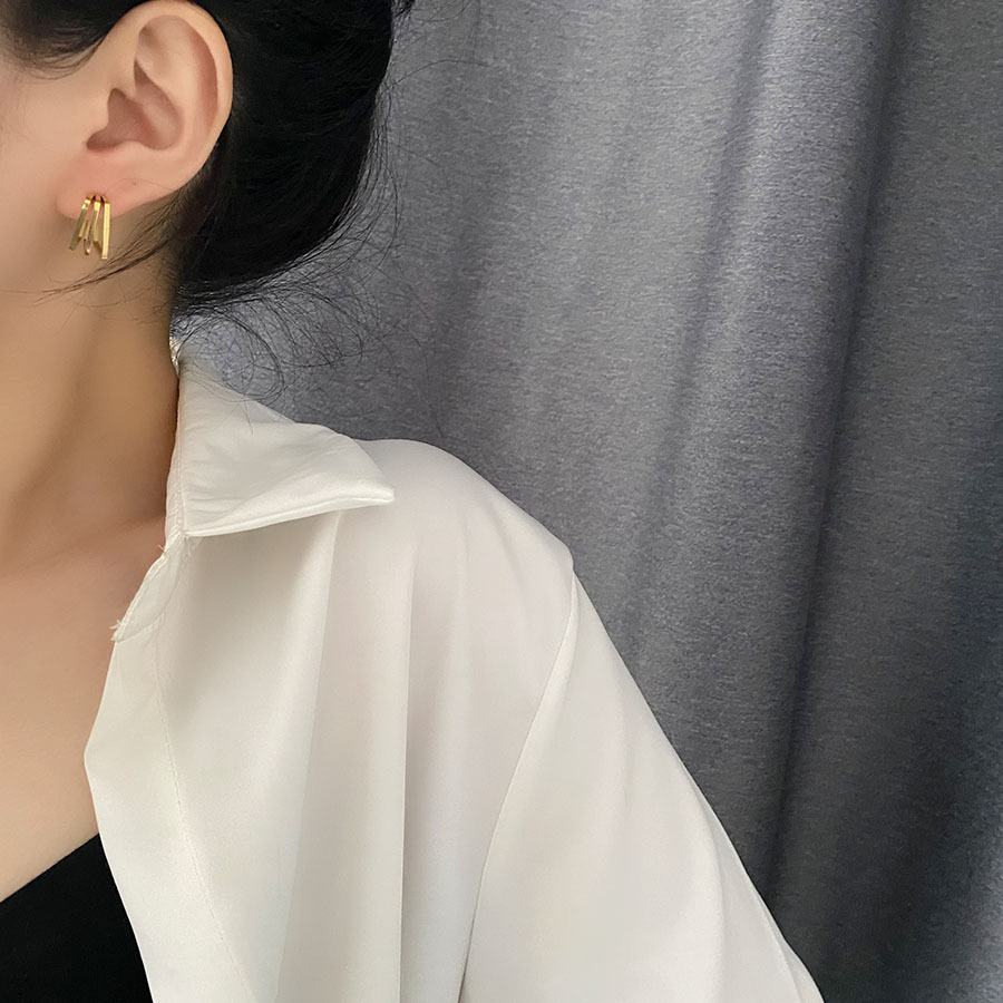 Geometric Irregular Earrings For Women In 304 Stainless Steel With 18K Gold Plated And Titanium Steel Inlay 3