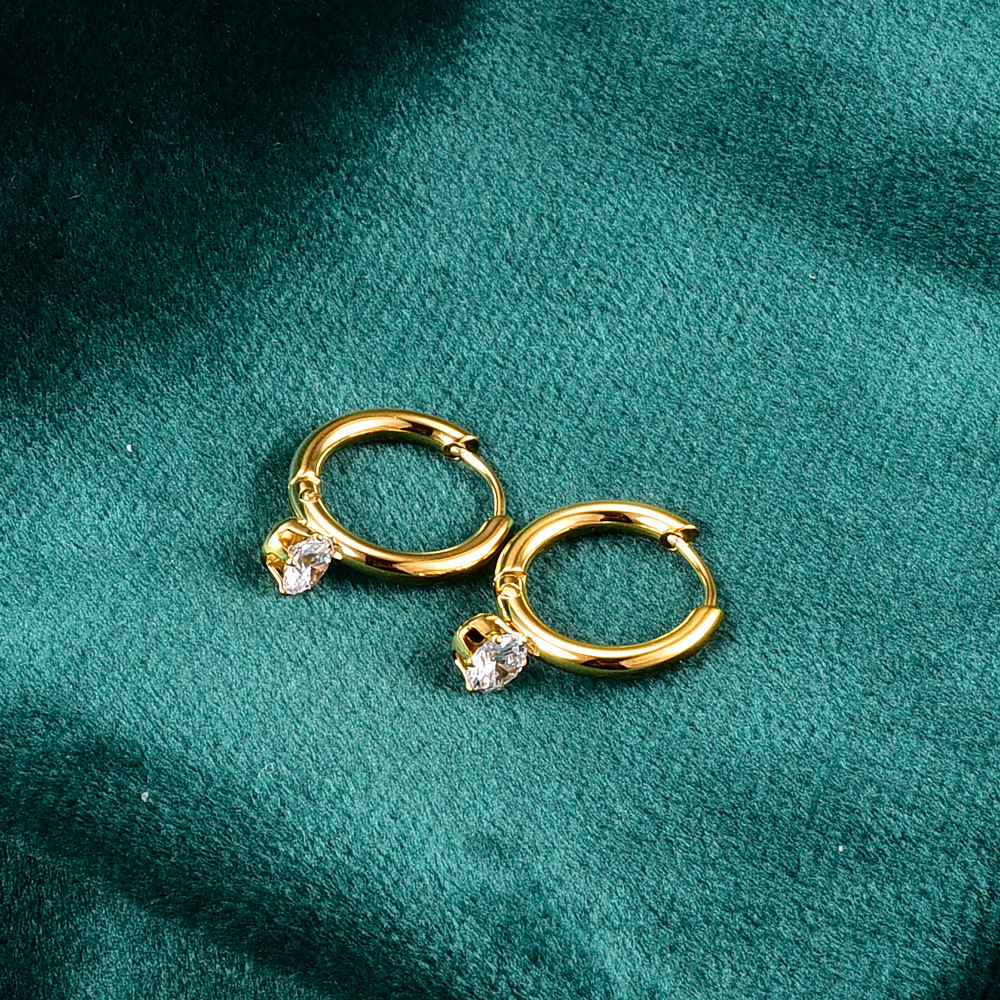 Electroplated Titanium Steel Zircon Earrings For Women, 1 Pair Featuring Durable Printing Design 4