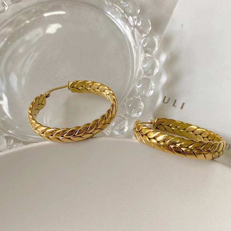Simple Style Geometric Earrings For Women Featuring Inlaid 18K Gold With 304 Stainless Steel Ear Pins 3