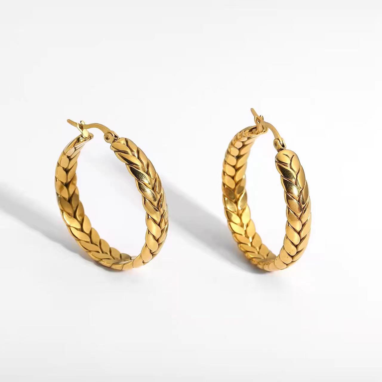 Simple Style Geometric Earrings For Women Featuring Inlaid 18K Gold With 304 Stainless Steel Ear Pins 5