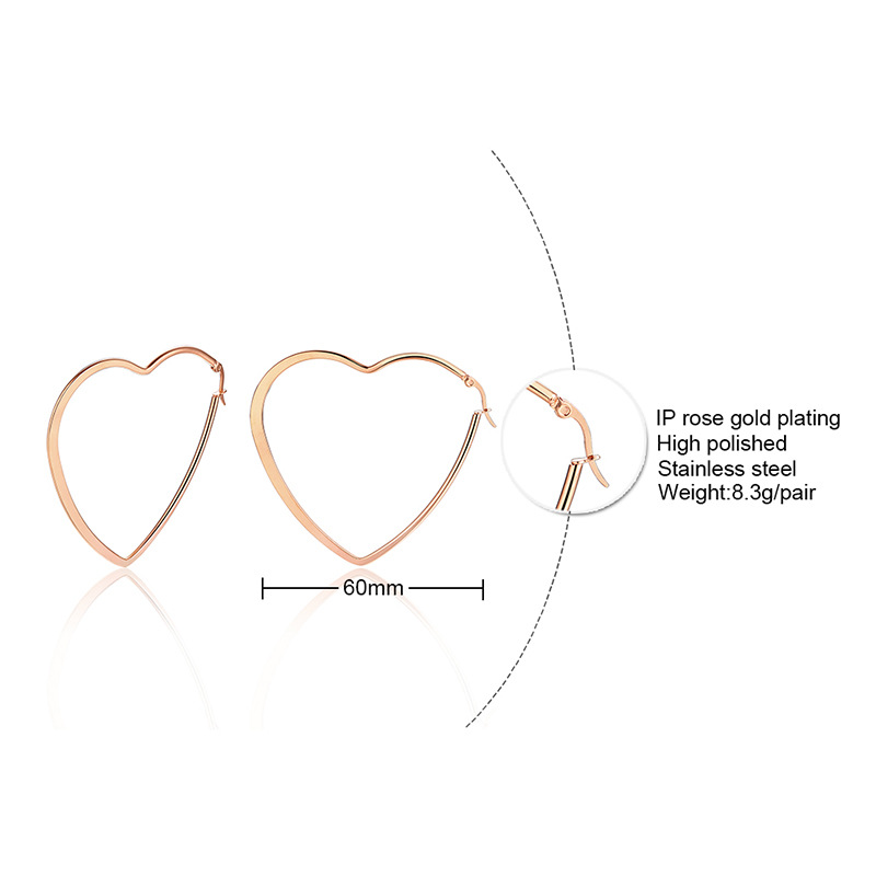 Heart Shape Stainless Steel Stud Earrings For Women, Polished Design With Gold Plated Finish 3