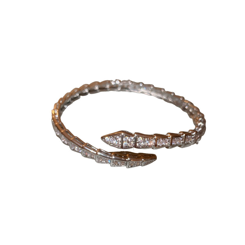 Copper Bangle Bracelet For Women Featuring Zircon Inlay Design In IG Style 2