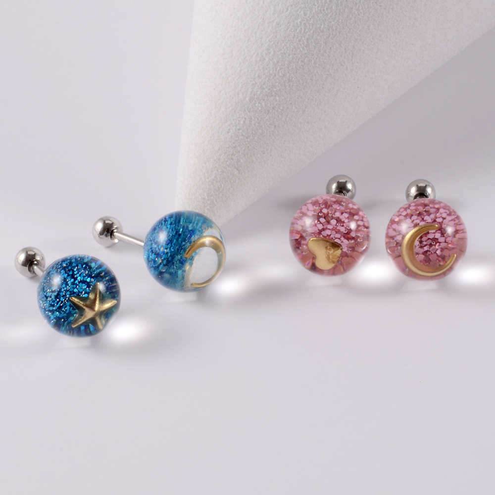 Simple Style Moon Butterfly Earrings For Women With 304 Stainless Steel Studs And Artificial Diamond Inlay 3