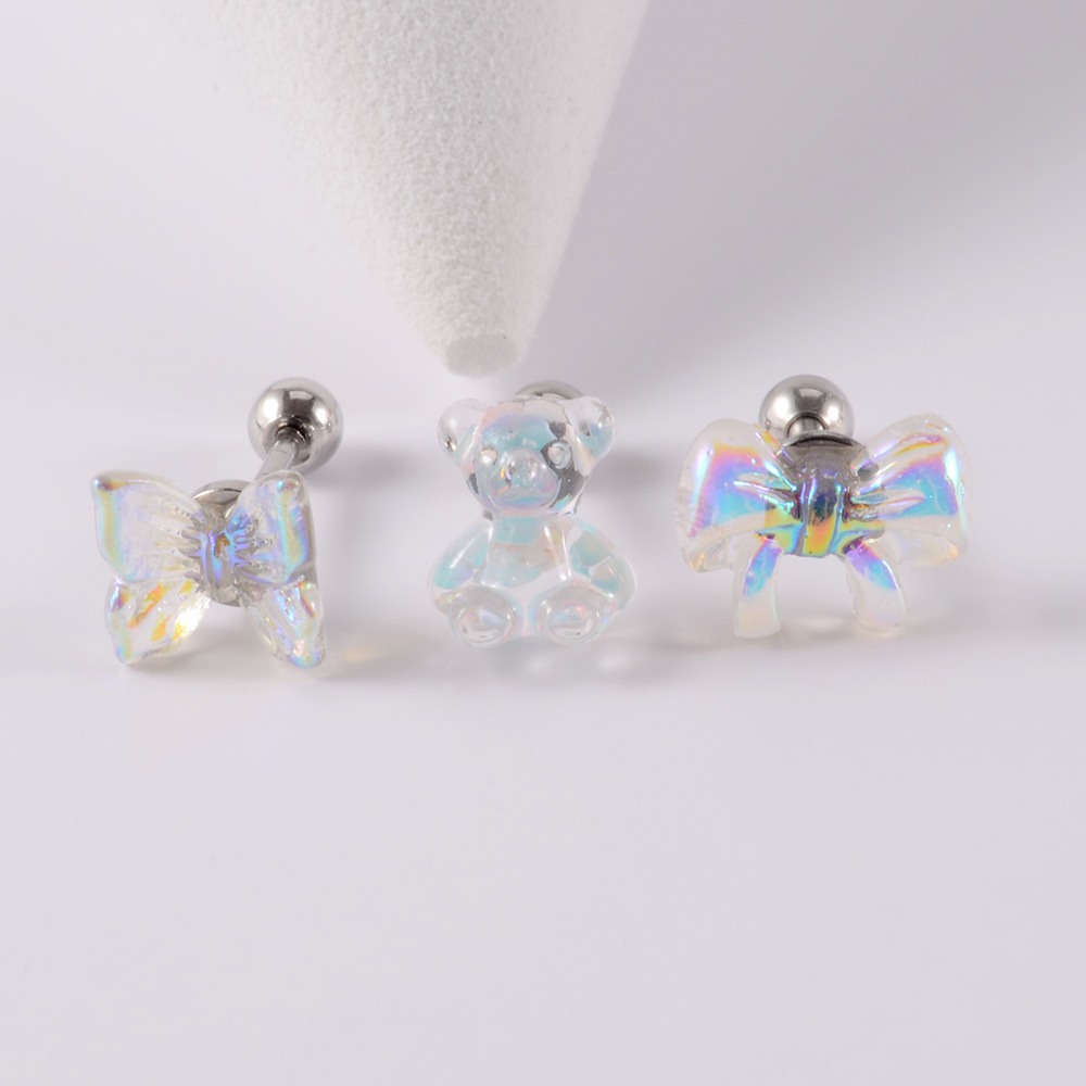 Simple Style Moon Butterfly Earrings For Women With 304 Stainless Steel Studs And Artificial Diamond Inlay 5