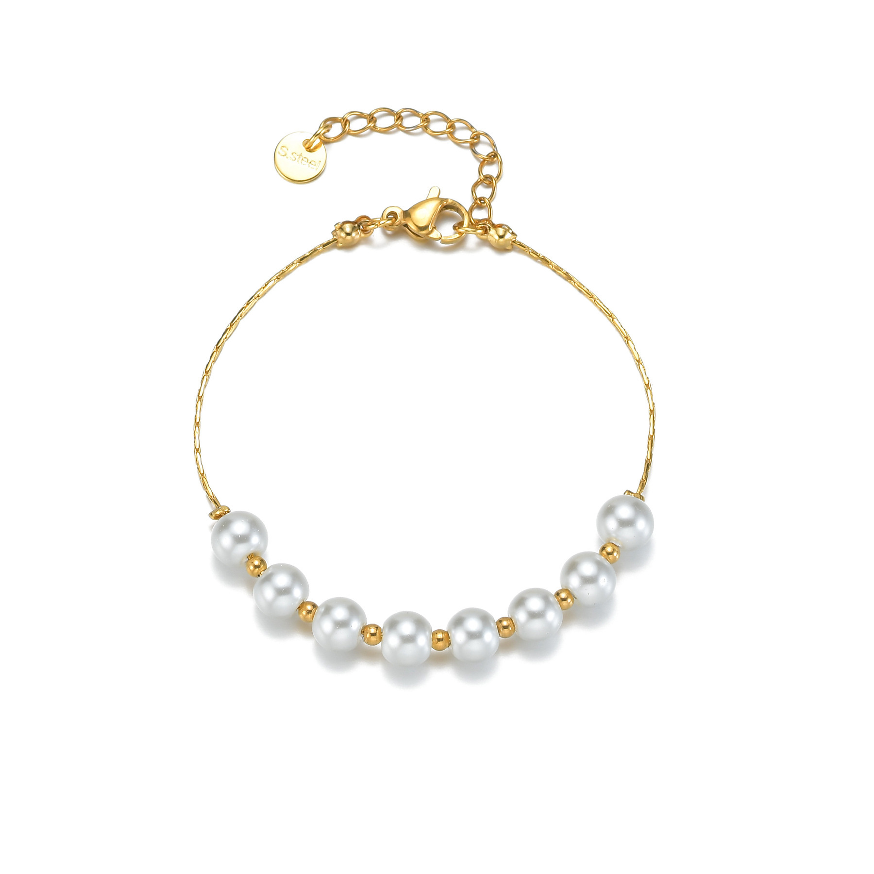 Simple Style Pearl Bracelet For Women With Electroplated Metal Finish 5