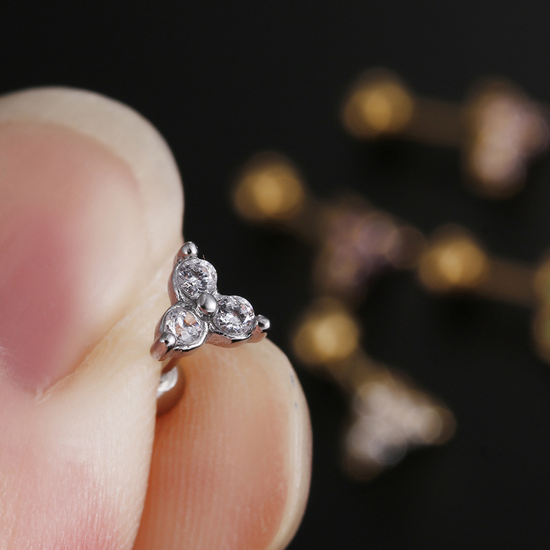 Round Stainless Steel Stud Earrings For Women Featuring Zircon Inlay Design 4