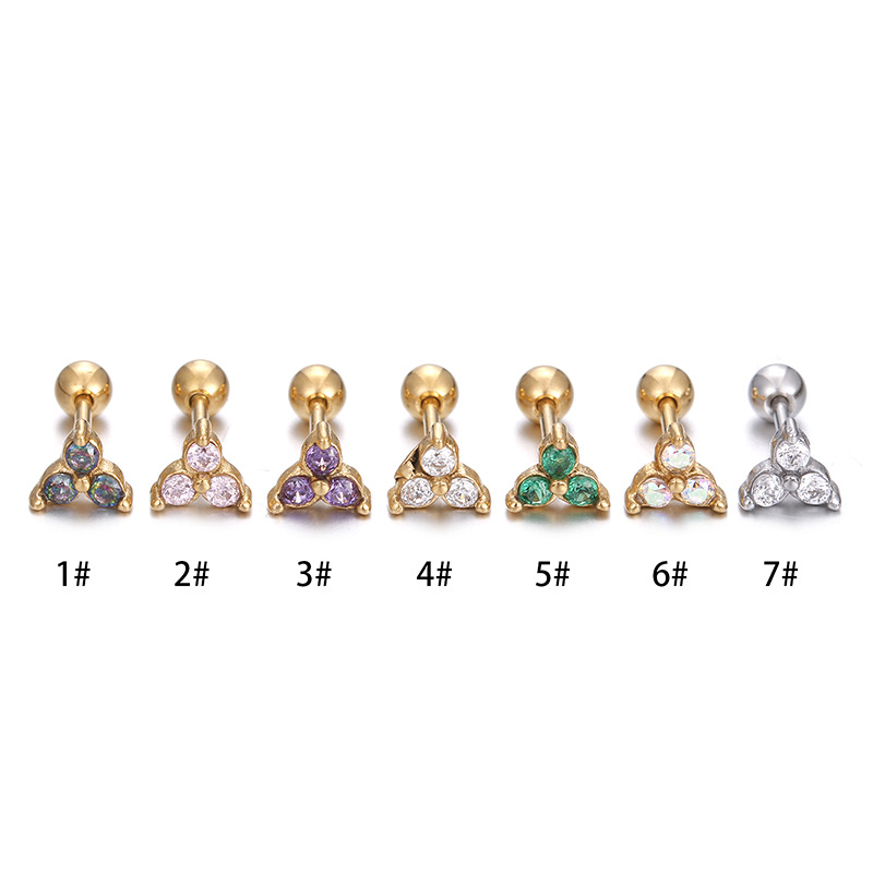 Round Stainless Steel Stud Earrings For Women Featuring Zircon Inlay Design 5